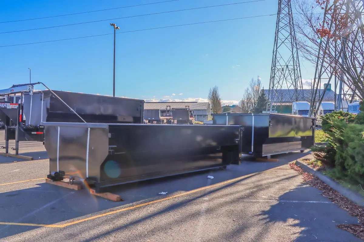 Roll-off dumpster ready for waste disposal at job site for 2 Yard Dumpster Rental in Blacksburg